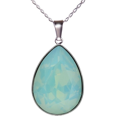 Swarovski Elements Rhodiovaný náhrdelník zelená slzička, kapka 54035.3 Pacific Opal (zelená mléčná, mořská mátová)