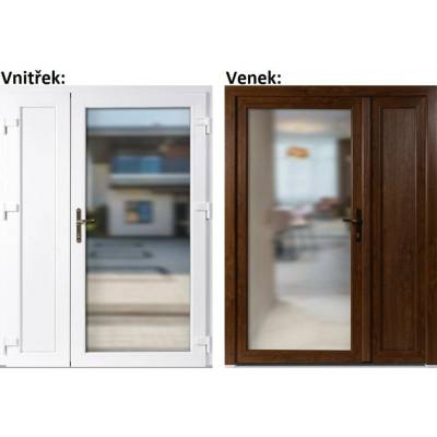 Soft Dvoukřídlé vchodové 3/3 sklo Krizet+panel Zlatý dub/bílá pravé 130 x 200 cm