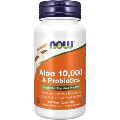 NOW NOW Aloe 10.000 & Probiotics, 60 Veg Capsules