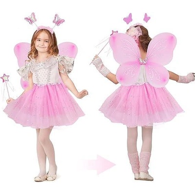 Комплект на фея с крила, пола, диадема и вълшебна пръчка