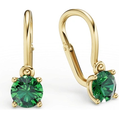 Danfil Dětské náušnice C4910 ze žlutého zlata s kamínky Emerald Green, zapínání brizura
