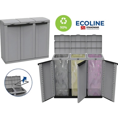Ecoline Plastová skriňa na triedenie odpadu 3 x 110 litov