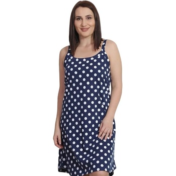 Тъмносиня макси нощница с бели точки