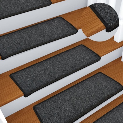 vidaXL Изтривалки за стълби 15 бр. 65x21x4 см, антрацит, правоъгълен ръб