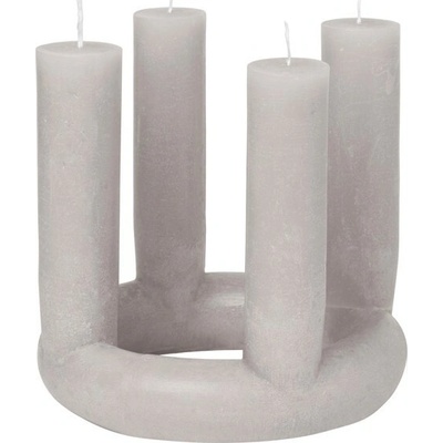 Kulatý adventní svícen 4 svíčky průměr 20 cm Broste LUCILLE - šedý