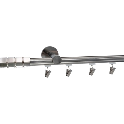 KovovégarnýžeCZ Garnýž broadway Craft 19 mm efekt nerez Dvouřadá, jezdec s háčkem, 240 cm