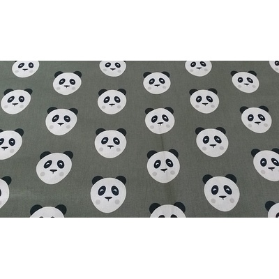 Bavlnená látka PANDA olivovo zelená šírka 150 cm