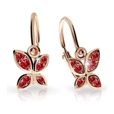 Danfil dětské náušnice C2259 z růžového zlata s kamínky Ruby Dark zapínání brizura