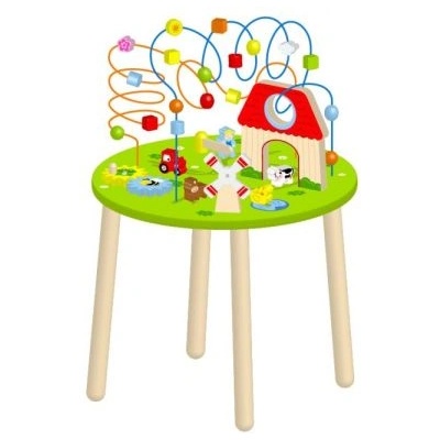 Viga Toys - Детска дървена маса с различни активности - Животът на село (50670)
