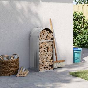 vidaXL Поставка за дърва, светлосив, 40x45x100 см, поцинкована стомана (364547)