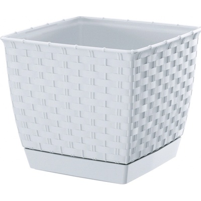 PROSPERPLAST Kvetináč hranatý RATOLLA SQUARE biely 22cm