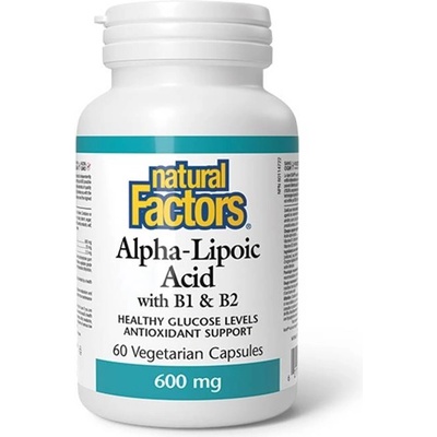Natural Factors Alpha-Lipoic Acid with В1 & В2, 600 mg, 60 веге капсули, Natural Factors