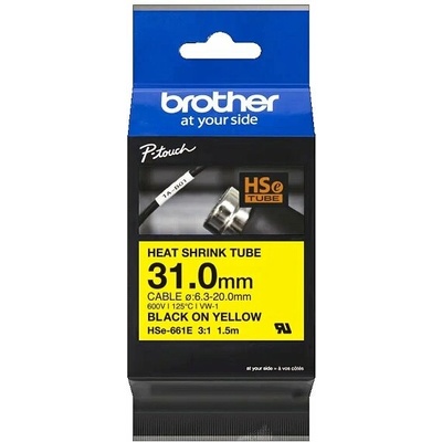 zmršťovacia bužírka BROTHER HSe661E čierne písmo, žltá bužírka TUBE (31mm) (HSE661E)