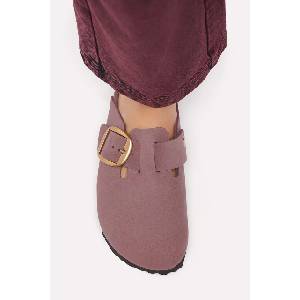 Birkenstock чехли сабо дамски от набук Boston Big Buckle Nubuck Leather
