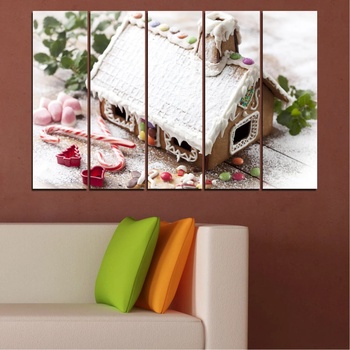 Vivid Home Декоративни панели Vivid Home от 5 части, Къща, PVC, 160x100 см, 2-ра Форма №0444