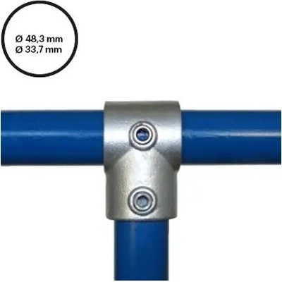 Konstrukční fitinka, spojka ocelových trubek pr. 48,3 mm | pr. 33,7 mm – redukční odbočka 101-D48/B34