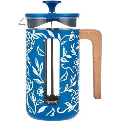 French press La Cafetière Pisa 1 l připraví až 8 šálků plné kávy, udrží teplotu a zaujme designem Blu Fiorato s dřevěnou rukojetí. LCPISA8CPFLORAL
