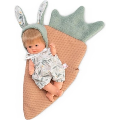 Кукла Asi Dolls Bomboncin - Бебе Чикита, със заешки уши и чувалче морков, 20 cm (0117920)