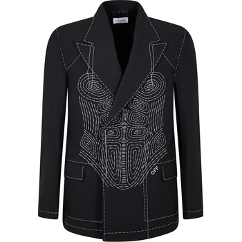 Image 1 of OFF WHITE Сако OFF WHITE Men's Body Stitch Double-Breasted Contrast Stitching Long Sleeve Blazer - Blk/Wht 1001