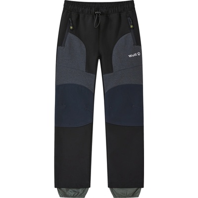 Wolf Chlapecké softshellové kalhoty zateplené černá černé zipy Černá