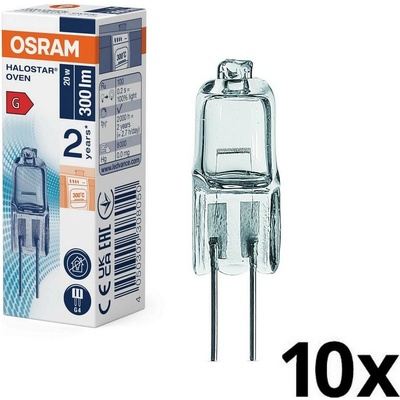 Osram Sada 10× žiaroviek do rúry HALOSTAR G4/20W/12V 2700K - Osram P225761-10ks