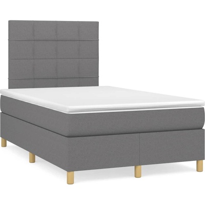 vidaXL Боксспринг легло с матрак и LED, тъмносиво, 120x190 см, плат (3270247)