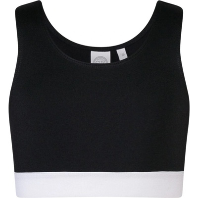 SF dievčenský crop top s ramienkami čierna / biela