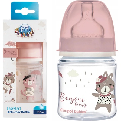 Canpol babies fľaša sa širokým hrdlom Bonjour Paris růžová 120ml