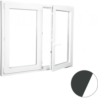 Aluplast Dvoukřídlé okno, 1600 x 1200 mm antracit/bílé pravé Dvojsklo Ug=1,1