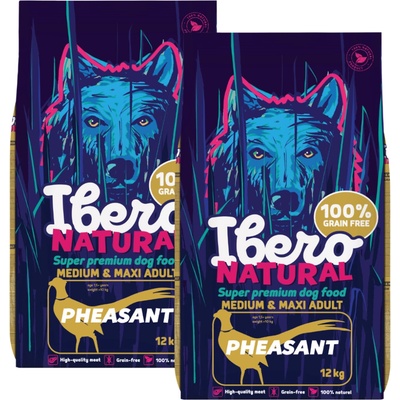 Ibero Grain Free Dog Medium & Maxi Adult Pheasant 2 x 12 kg
