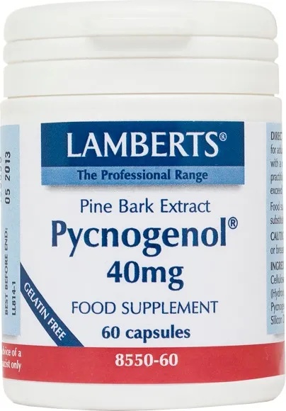LAMBERTS ЛАМБЕРТС ПИКНОГЕНОЛ 40 МГ. 60 КАПС. / lamberts pycnogenol 40mg 60caps