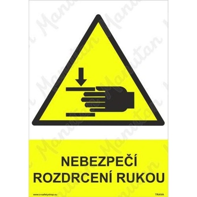 Manutan Nebezpečí rozdrcení rukou, plast 148 x 210 x 2 mm A5