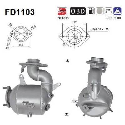 Filtr sazových částic, výfukový systém AS FD1103