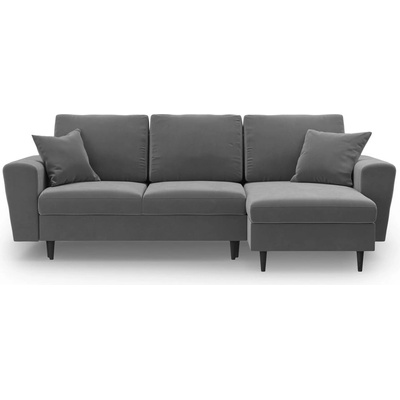 Cosmopolitan Design Светлосив кадифен разтегателен ъглов диван с място за съхранение Kyoto - Cosmopolitan Design (COS_COR_2_F1_KYOTO8)