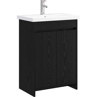 vidaXL Комплект мебели за баня Черен дъб 61 x 40 x 84, 5 см (3404275)