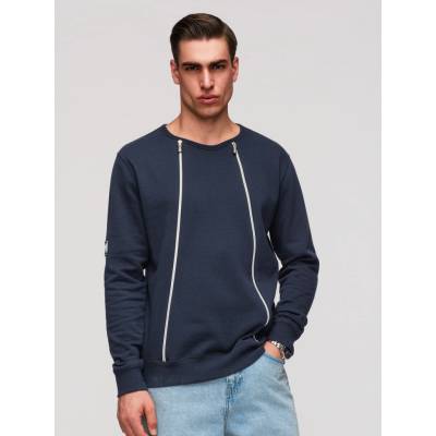 Ombre Men's sweatshirt with decorative zips on the front navy blue