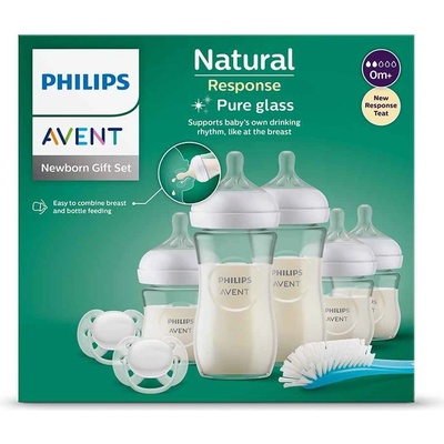 Philips Avent Natural dojčenská fľaša 2 x 125 ml + dojčenská fľaša 2 x 260 ml + cumlík 1 ks + kefa na čistenie 1 ks