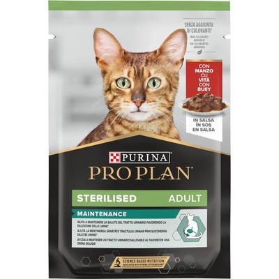 Purina pro plan sterilised- Пауч за кастрирани котки в зряла възраст с Говеждо-85гр