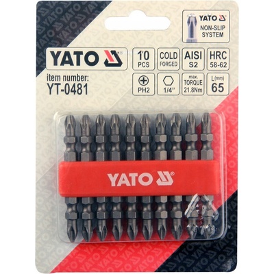 Bit YATO krížový 1/4" PH2 x 65 mm 10 ks obojstranné