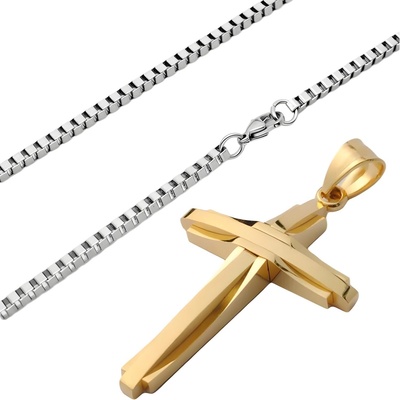 HARAHU Колие Silver - Gold Cross - Златен KP34220 (SI-34220)