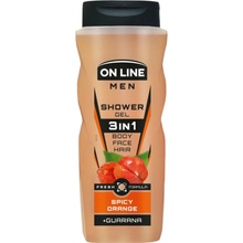On Line Men Spicy Orange pánsky sprchový gél 3v1, 410 ml
