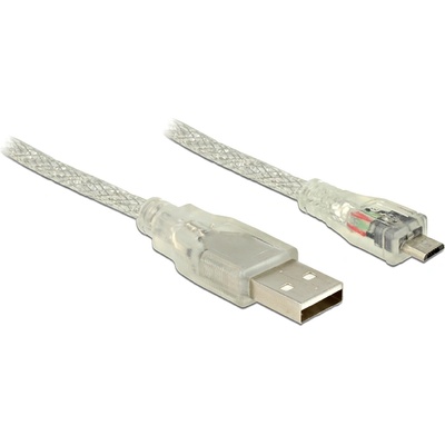 Delock USB 2.0 кабел с А-тип конектор USB 2.0 с Micro-B конектор 1 м, прозрачен
