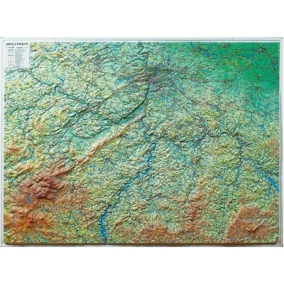 Okolí Prahy - nástěnná plastická mapa Varianta: bez rámu, Provedení: plastická mapa