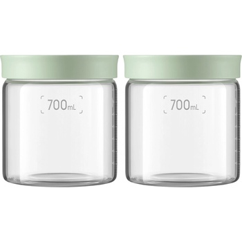 Buydeem CS1014 Glass storage box 700ml x2, Cozy Greenish (CS1014-CG)