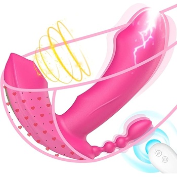 Paloqueth Wearable Panty 3-in-1 G-Spot & Suction Vibrator with Remote Control Pink