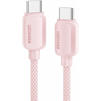 Essager ES-X46 opletený nabíjecí a datový USB-C na USB-C 2m růžový