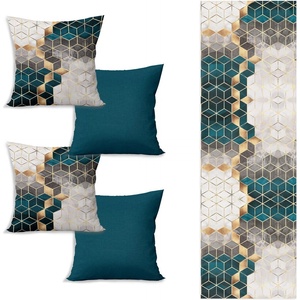 Minimalist Cushion Covers Комплект покривки за маса и 4 калъфки за възглавници Optic - Minimalist Cushion Covers (YZR18OPTRunnerSet13)