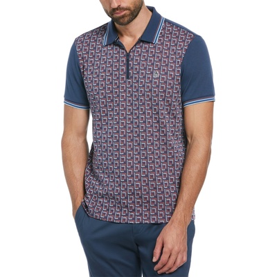 Original Penguin Блуза с яка Original Penguin Men's Jacquard Quarter-Zip Short-Sleeve Polo Shirt - Sargasso Sea
