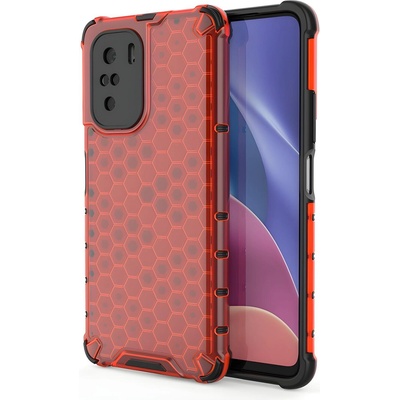 Xiaomi Honeycomb брониран калъф със силиконова рамка за Xiaomi Poco F3/Redmi K40/Redmi K40 Pro/Redmi K40 Pro+ - Червен KP10027