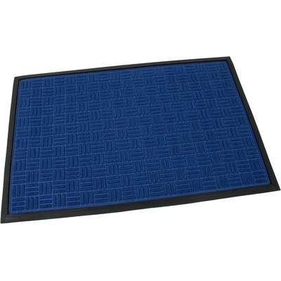 FLOMA Criss Cross Modrá textilná gumová čistiace vstupná rohož 60 cm x 90 cm x 0,8 cm